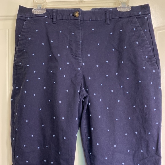 Boden Rachel Spot Chino NAVY WITH BLUE POLKA DOTS Trousers Sz 8 - Picture 6 of 15